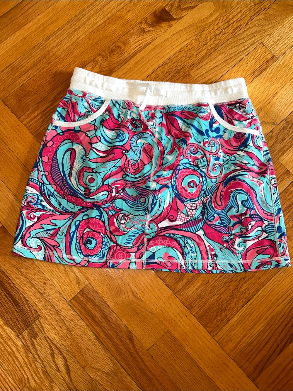 T by Talbots Preppy Pink & Turquoise Paisley Mini Skort size Medium